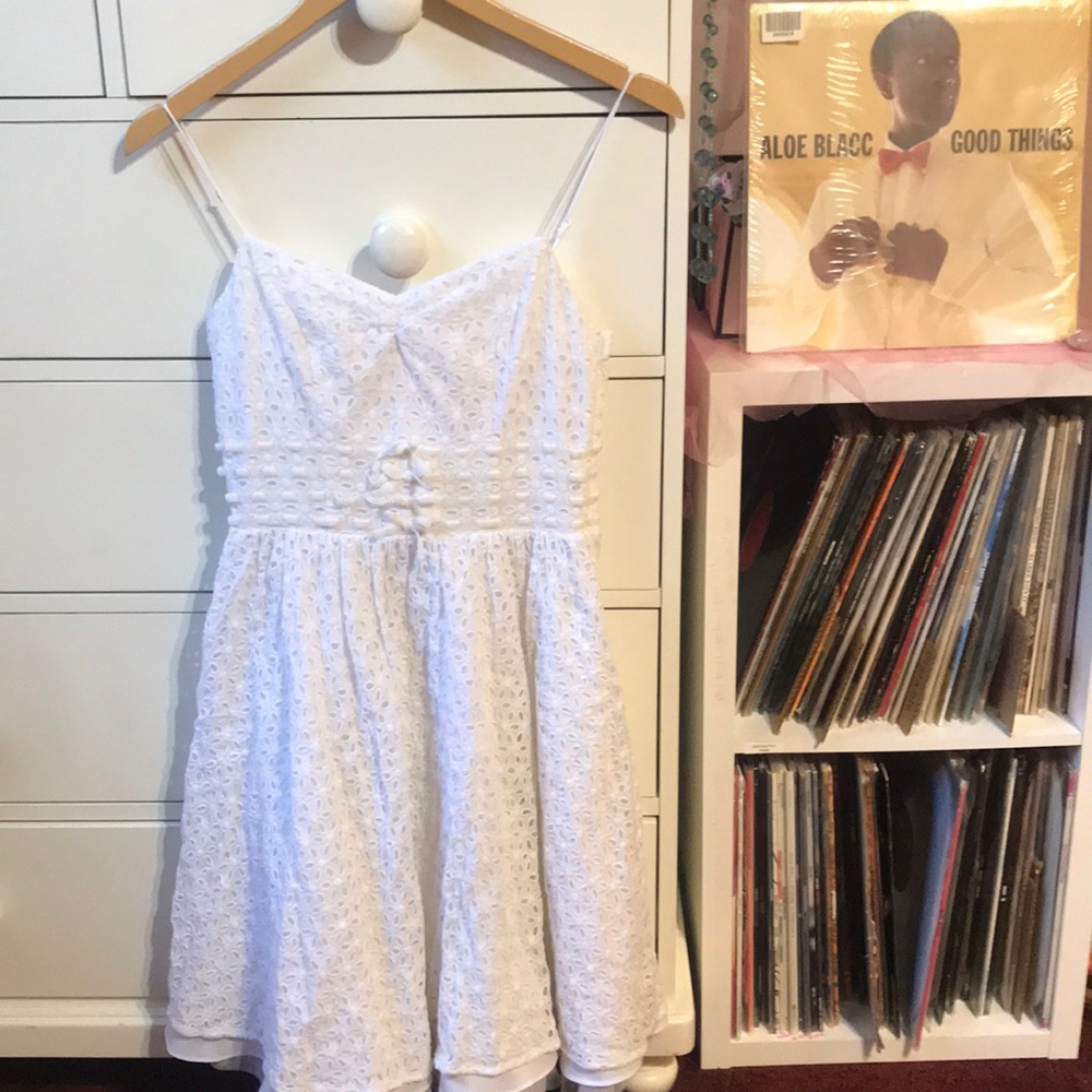 Vintage Betsey Johnson White Corset Bustier Eyelet Dress Cupcake Y2k Bridal Lace